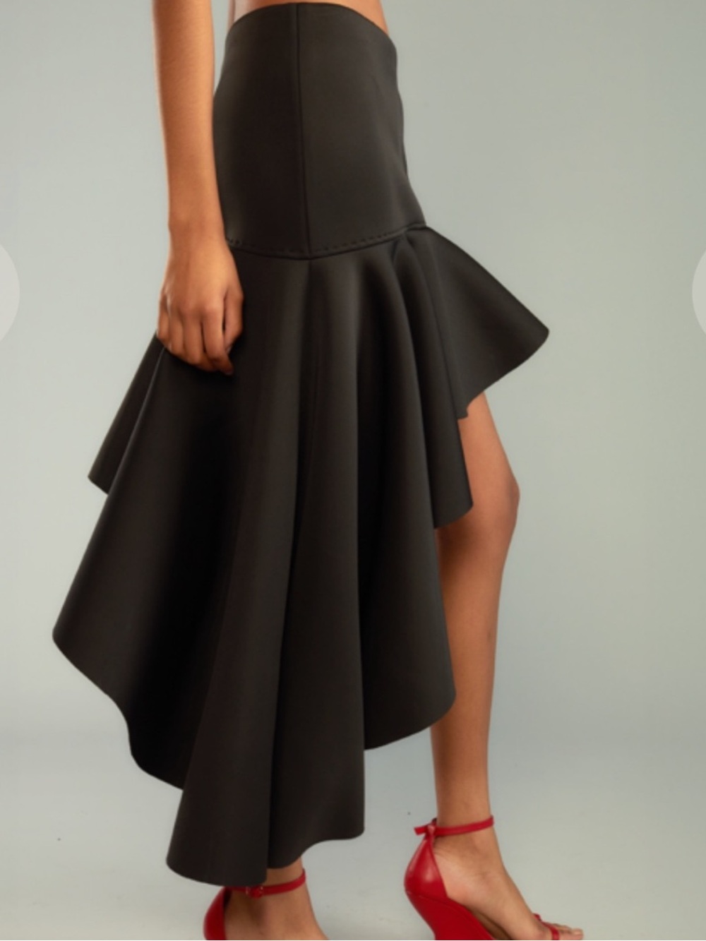 Cynthia Rowley Black Asymmetrical Bonded Ruffle Flounce Skirt Unique Sz 0, Small - Picture 8 of 13